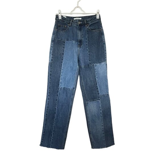 Pacsun 100% Cotton Medium Wash 90s Boyfriend Patchwork Blue Denim Jeans Size 27 - Picture 1 of 10